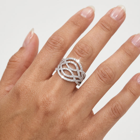 Elegant Multi-Row Crystal Stone Ring for Women