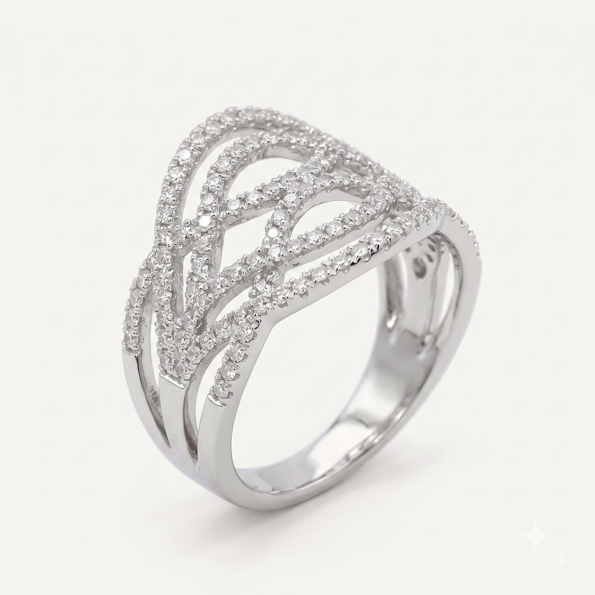 Elegant Multi-Row Crystal Stone Ring for Women