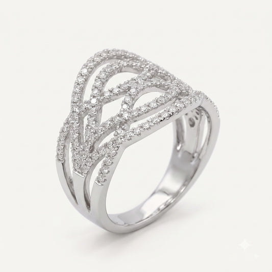 Elegant Multi-Row Crystal Stone Ring for Women