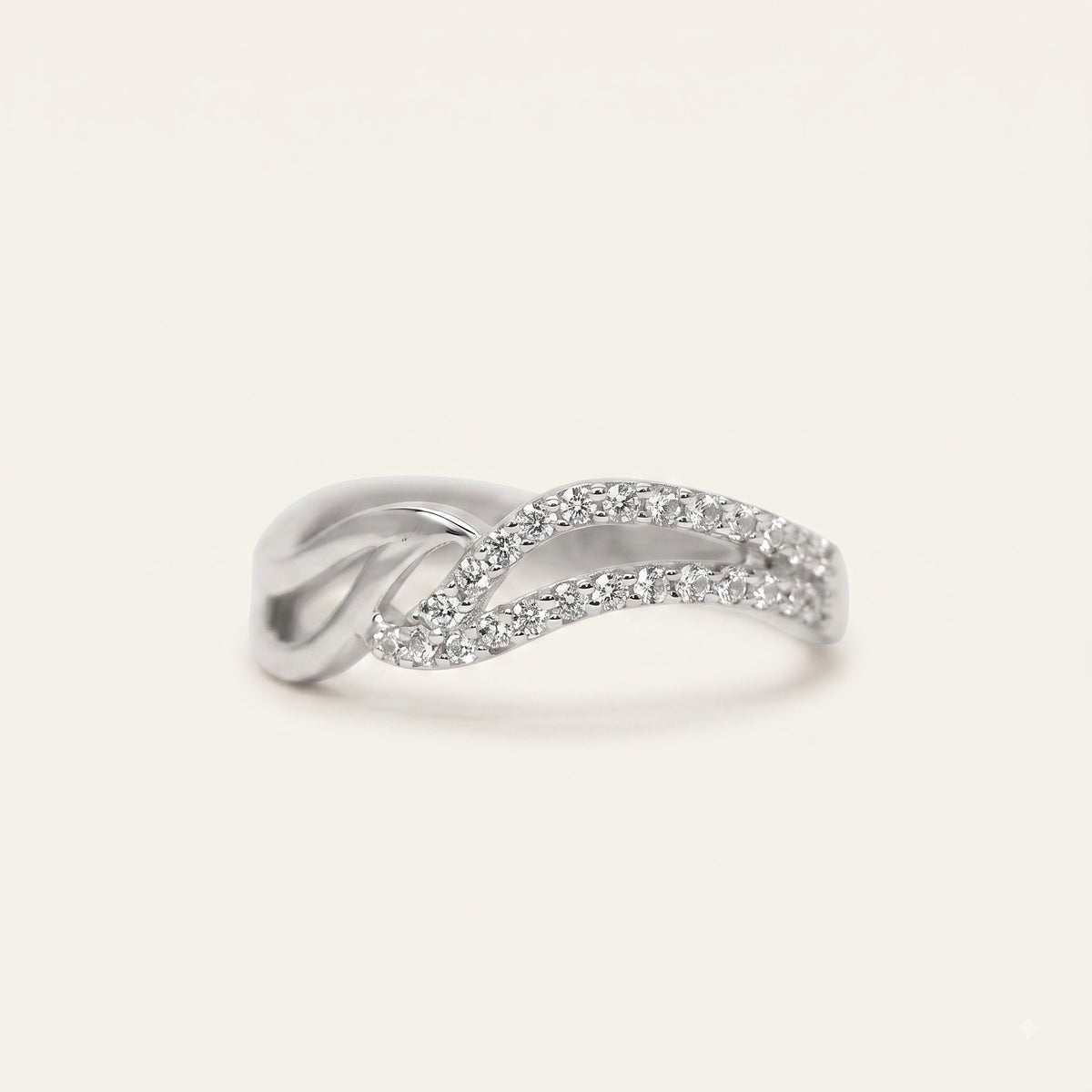 Elegant Infinity Wave Ring with Sparkling Stone Accents