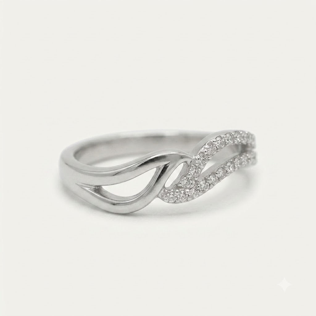 Elegant Infinity Wave Ring with Sparkling Stone Accents