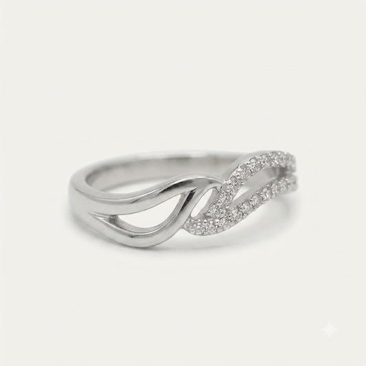 Elegant Infinity Wave Ring with Sparkling Stone Accents