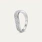 Elegant Silver Pavé Band Ring with Sparkling Clear Stones