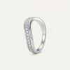 Elegant Silver Pavé Band Ring with Sparkling Clear Stones