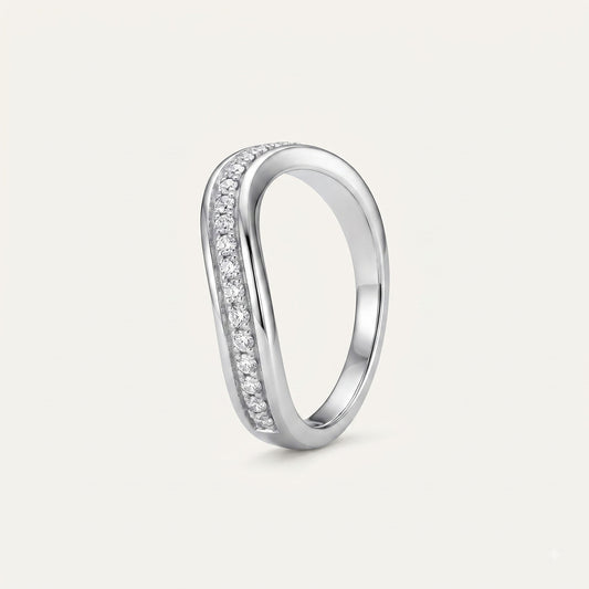 Elegant Silver Pavé Band Ring with Sparkling Clear Stones