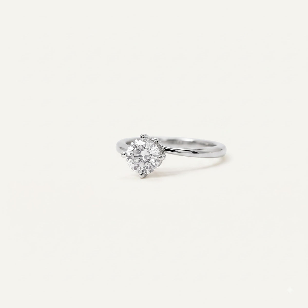 Classic Round Solitaire Ring with Clear Faceted Centre Stone