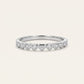 Elegant Heart-Shaped Stone Half Eternity Ring with Polished Silver-Tone Band