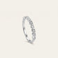 Elegant Heart-Shaped Stone Half Eternity Ring with Polished Silver-Tone Band