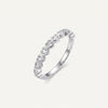 Elegant Heart-Shaped Stone Half Eternity Ring with Polished Silver-Tone Band