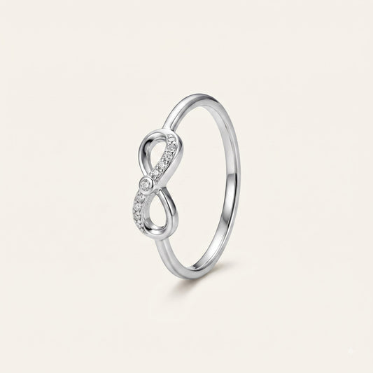 Elegant Silver Infinity Ring with Sparkling Pavé Detail