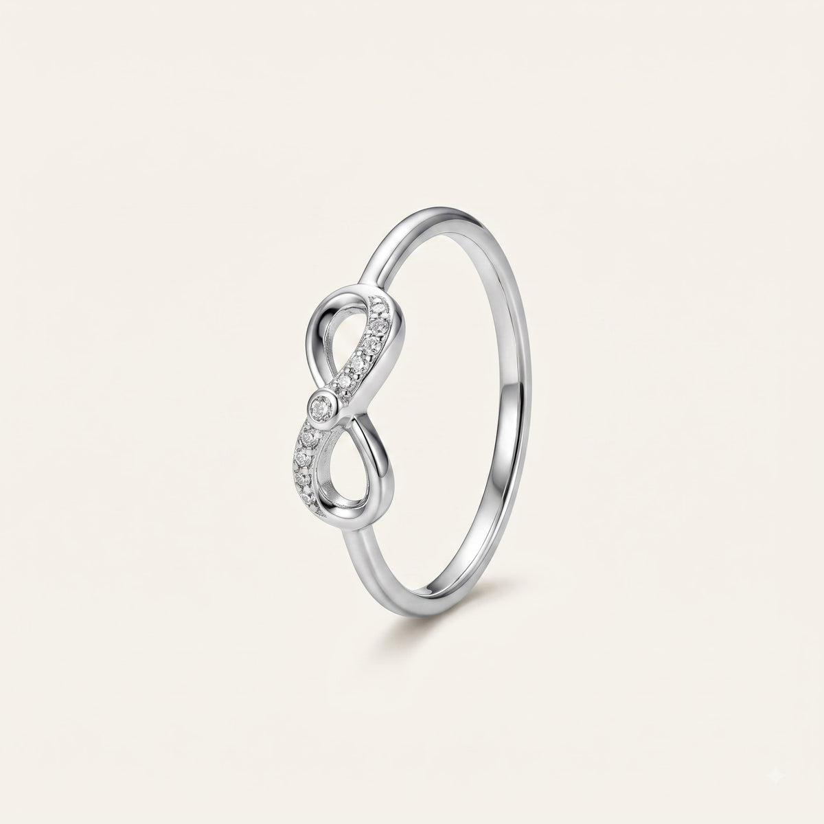 Elegant Silver Infinity Ring with Sparkling Pavé Detail