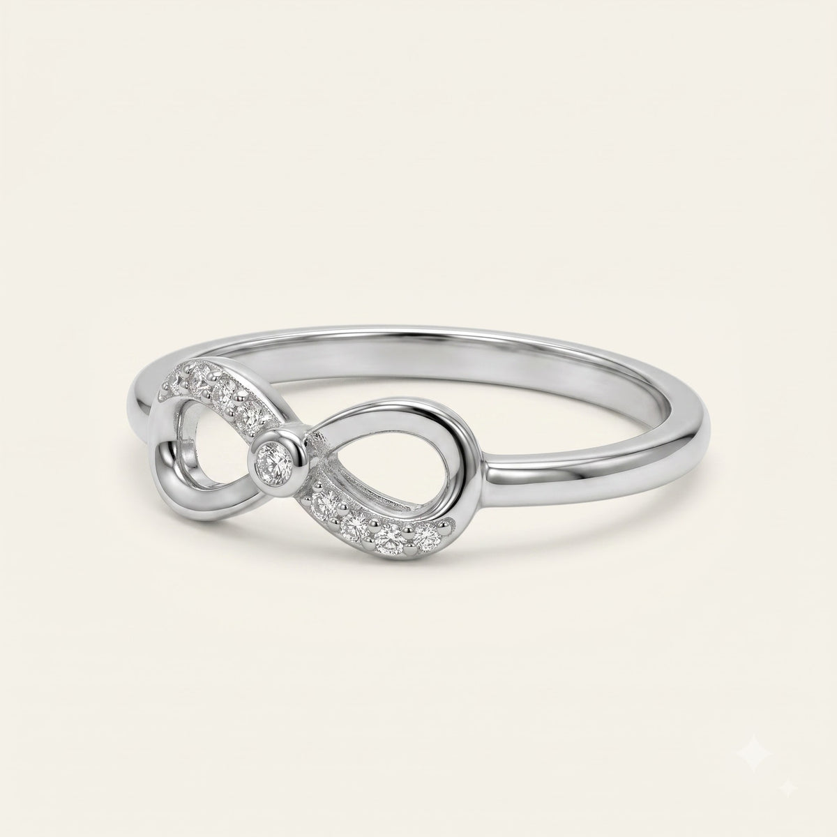 Elegant Silver Infinity Ring with Sparkling Pavé Detail