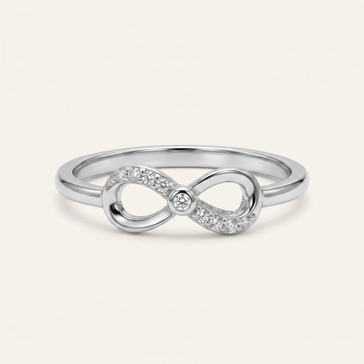 Elegant Silver Infinity Ring with Sparkling Pavé Detail