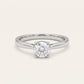 Round-Cut Solitaire Crystal Ring with Polished Silver-Tone Band