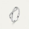 Elegant Silver Infinity Ring with Sparkling Pavé Accent
