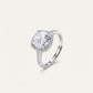 Silver Round Halo Crystal Statement Ring