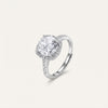 Silver Round Halo Crystal Statement Ring