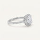 Silver Round Halo Crystal Statement Ring
