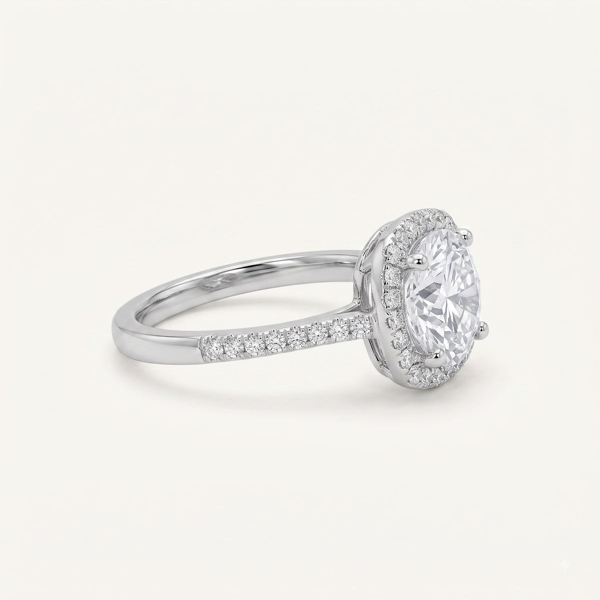 Silver Round Halo Crystal Statement Ring