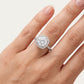 Silver Round Halo Crystal Statement Ring