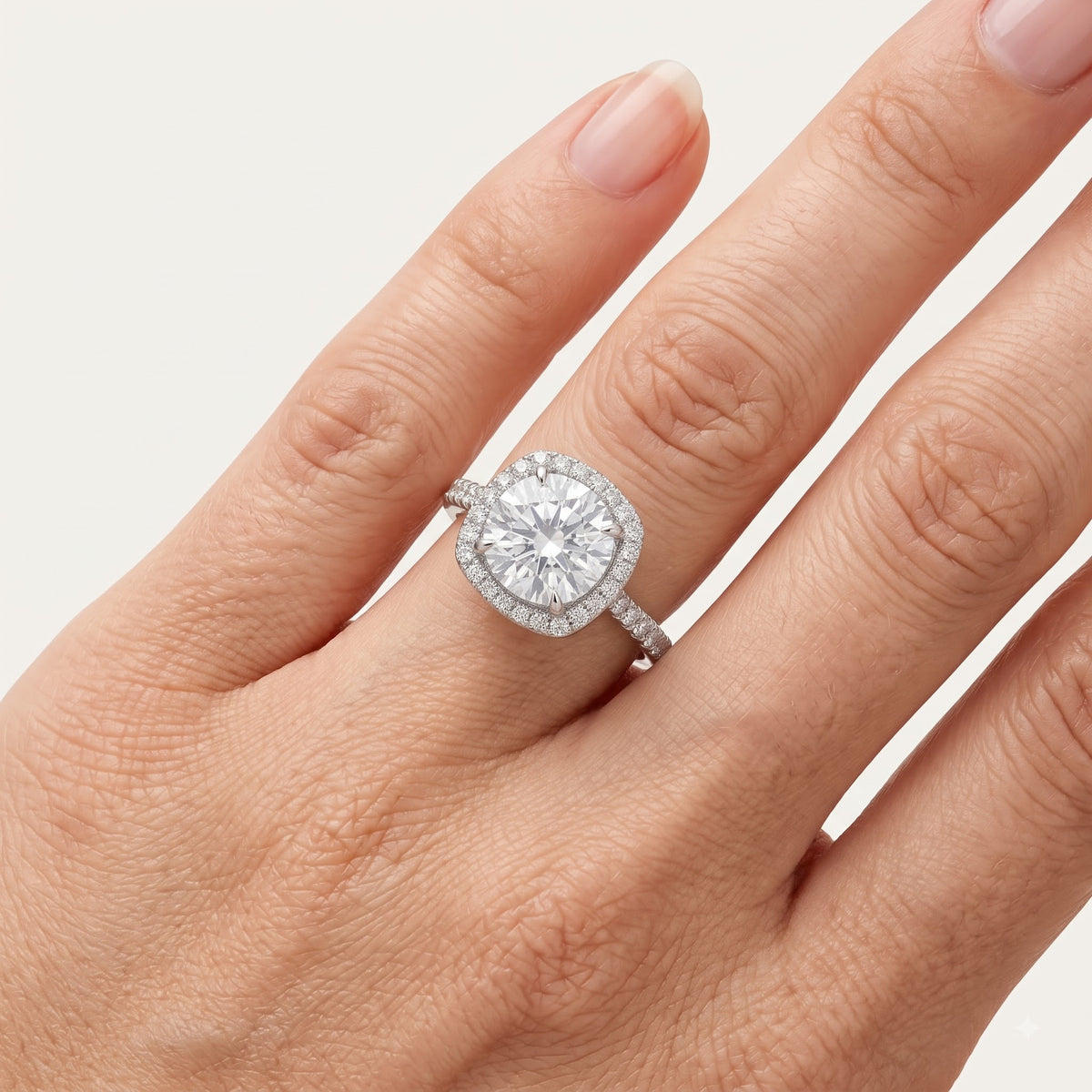 Silver Round Halo Crystal Statement Ring
