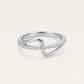 Elegant Silver Infinity-Inspired Pavé Ring with Sparkling Clear Stones