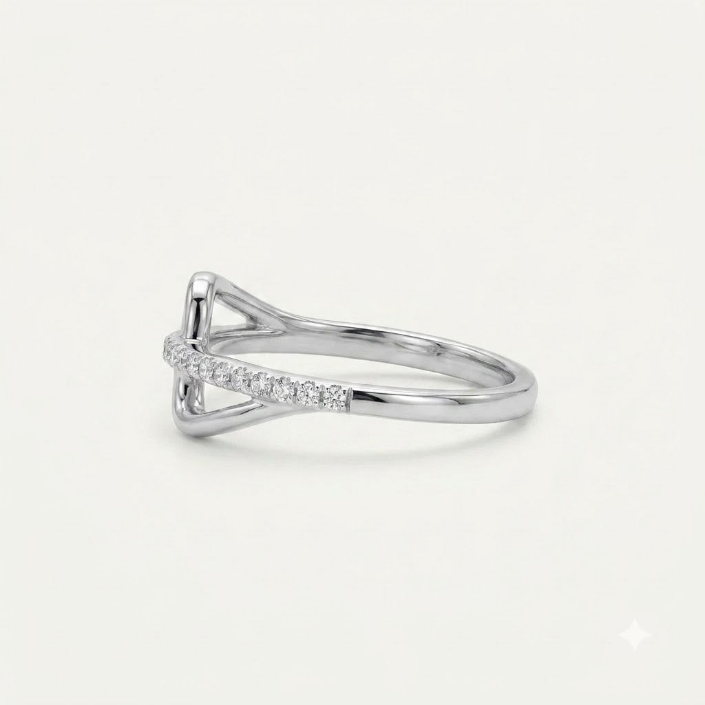 Elegant Silver Infinity-Inspired Pavé Ring with Sparkling Clear Stones
