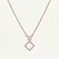 Rose Gold Geometric Pendant Necklace with Sparkling Round Stone