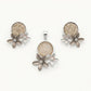 Elegant Floral Necklace & Earrings Set with Textured Stone-Inspired Accents