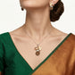 Elegant Leaf-Inspired Necklace & Earrings Set with Textured Round Pendant
