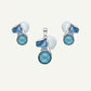 Elegant Blue Floral Necklace & Earrings Set with Textured Round Accents