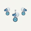 Elegant Blue Floral Necklace & Earrings Set with Textured Round Accents