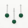 Elegant Green Gemstone Necklace & Matching Drop Earrings Set