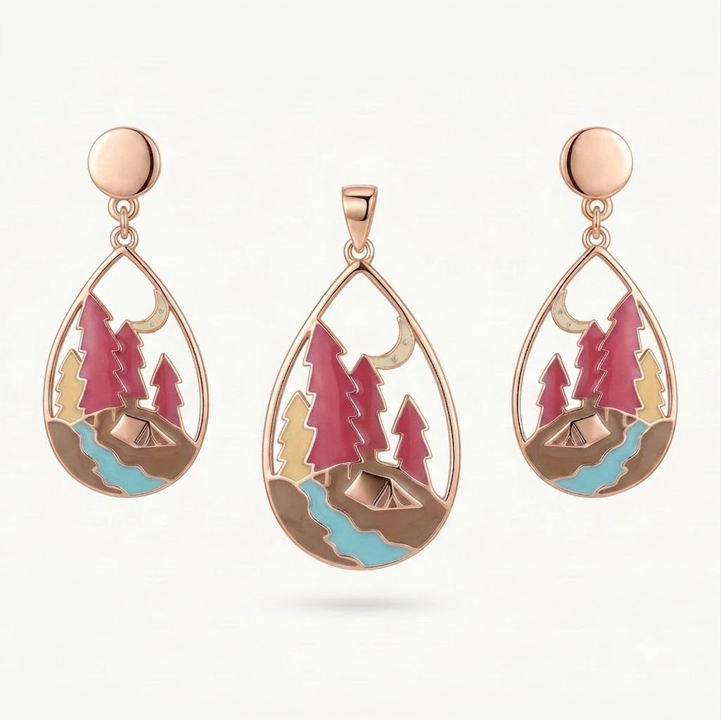 Forest Lake Teardrop Necklace & Earrings Set