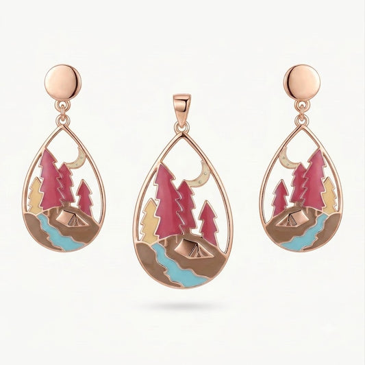 Forest Lake Teardrop Necklace & Earrings Set