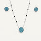 Turquoise Crystal Necklace & Matching Earrings Set with Black Bead Chain