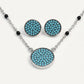 Turquoise Crystal Necklace & Matching Earrings Set with Black Bead Chain