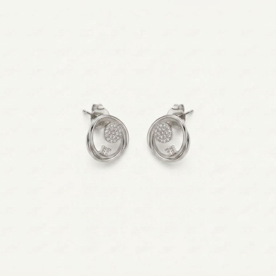 Elegant Circular Pavé Pendant Necklace & Earrings Set