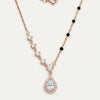 Rose Gold Teardrop Crystal Pendant Necklace with Black Bead Accents