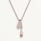 Rose Gold Teardrop Pendant Necklace with Sparkling Stones