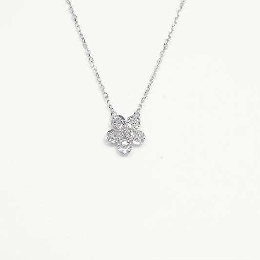 Elegant Silver Floral Pendant Necklace with Sparkling Stones