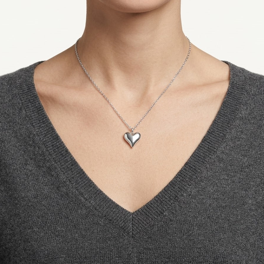Elegant Silver Heart Pendant Necklace