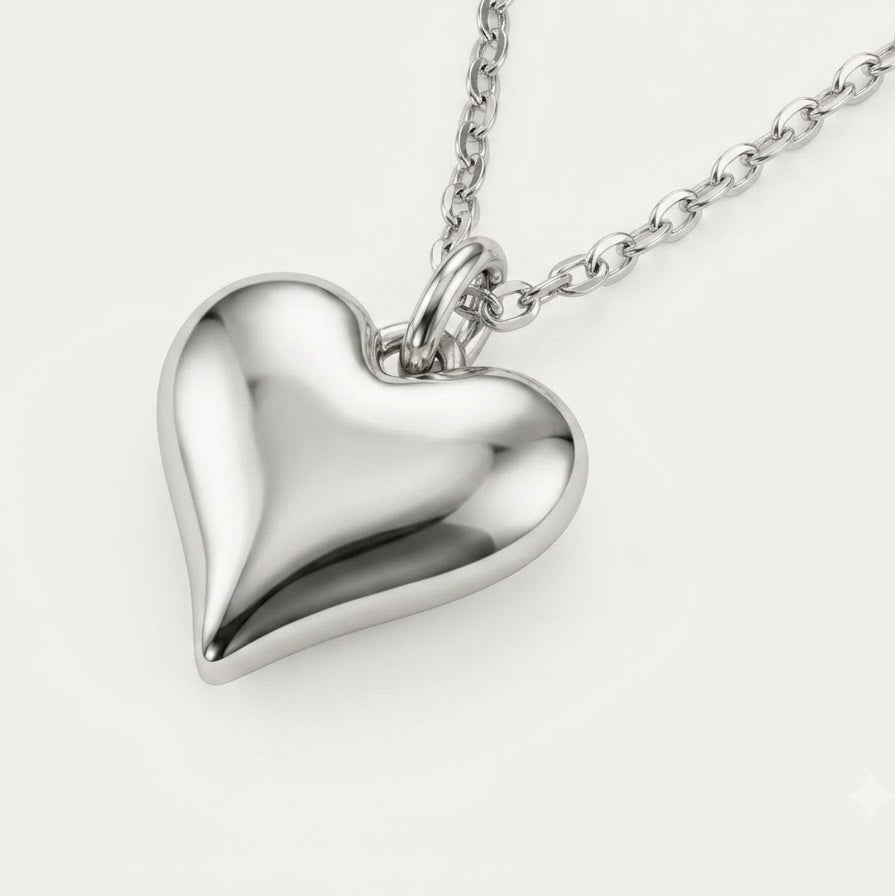 Elegant Silver Heart Pendant Necklace