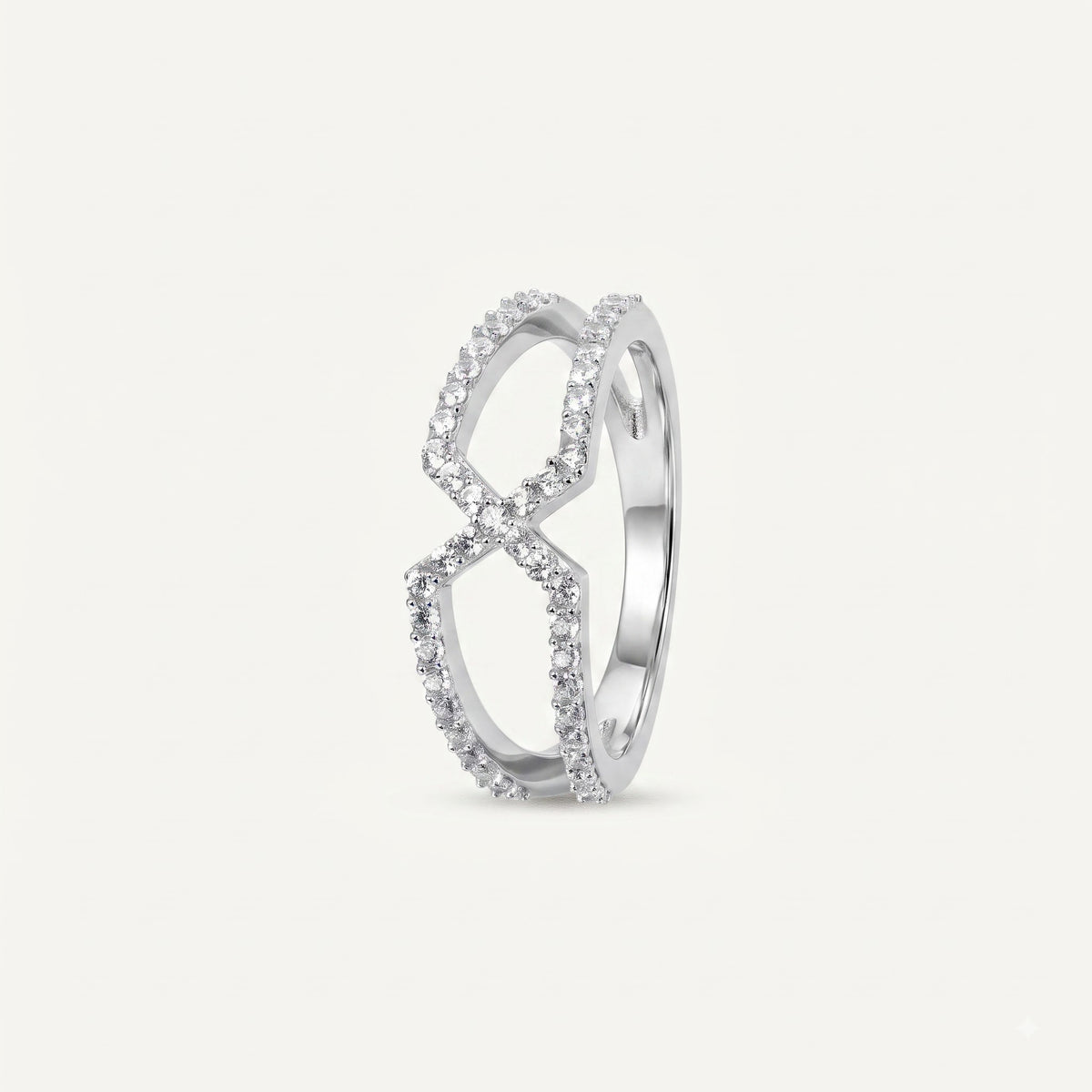 Elegant Silver Infinity Pavé Ring with Sparkling Clear Stones