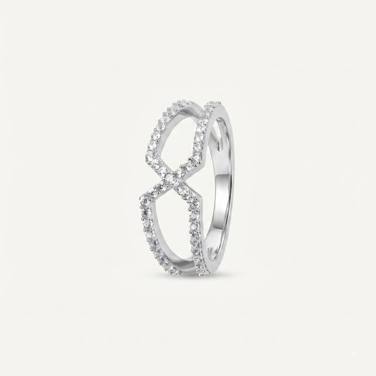 Elegant Silver Infinity Pavé Ring with Sparkling Clear Stones