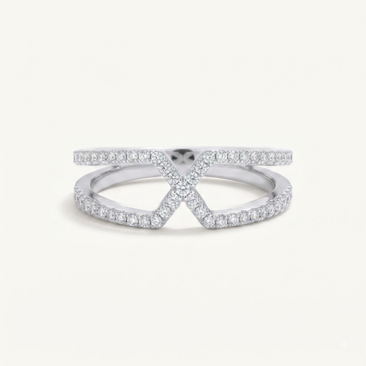 Elegant Silver Infinity Pavé Ring with Sparkling Clear Stones