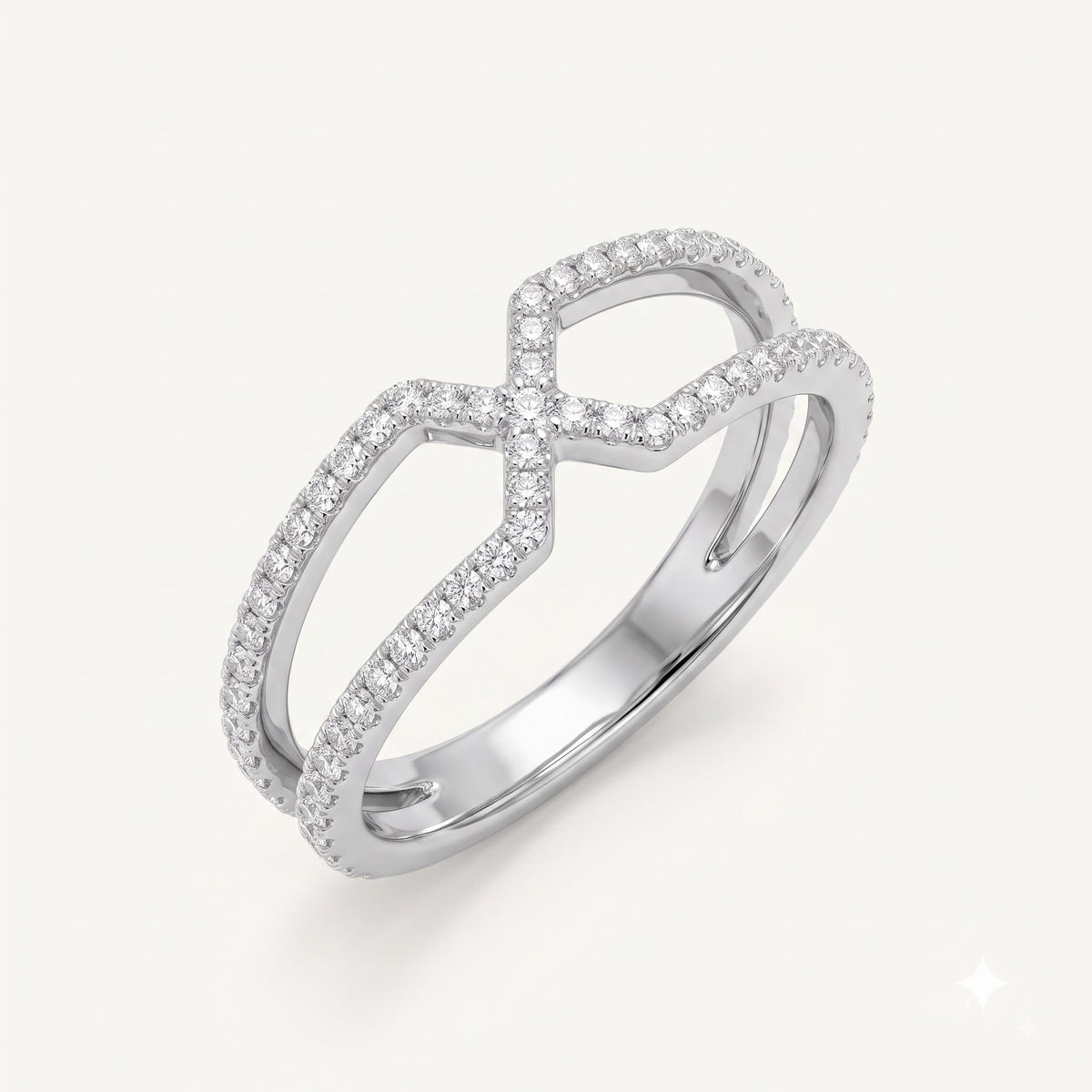 Elegant Silver Infinity Pavé Ring with Sparkling Clear Stones