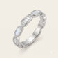 Elegant Silver-Tone Mother of Pearl & Crystal Link Bracelet