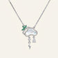Silver Cloud Pendant Necklace with Pearl-Style Center & Charms