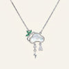 Silver Cloud Pendant Necklace with Pearl-Style Center & Charms